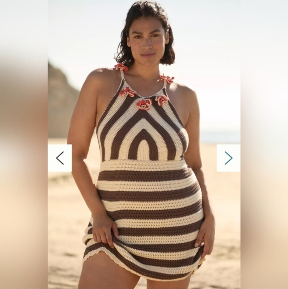 Anthropologie Celandine XL Swim Dress Cover Up Crochet Resortwear